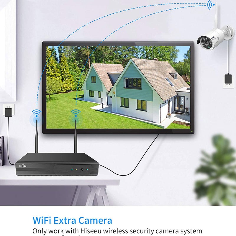 Hiseeu Camera Add on 3MP Outdoor Wireless Security Camera, Waterproof Outdoor Indoor 3.6mm Lens IR Cut Day & Night Vision with Power Adapter, Compatible 10CH Wireless Security Camera System - Image 2